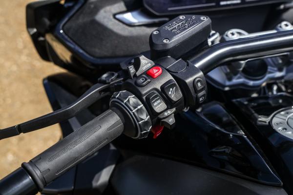 The switch gear on a BMW motorcycle