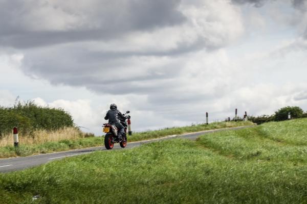 An 890 SMT being ridden on the country road