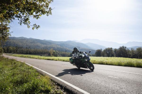 A Ninja 1100SX SE ridden at the press launch in Manresa