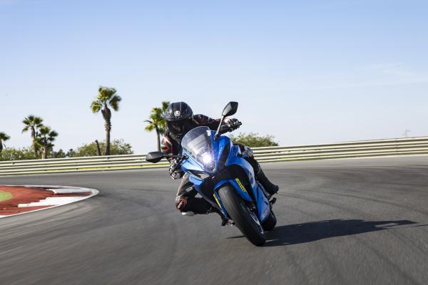 A motorcycle being ridden on a racing track