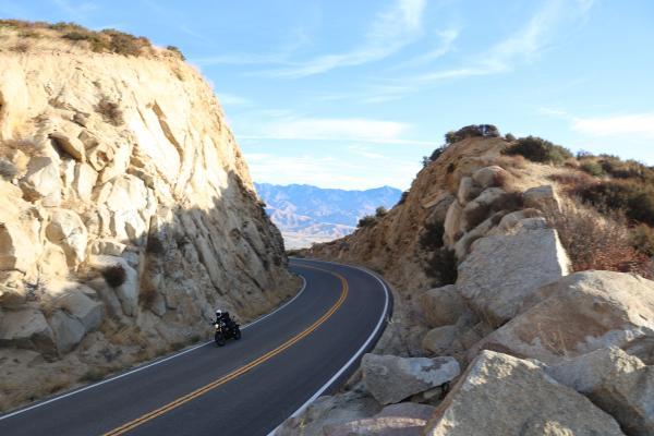 Riding along a canyon road